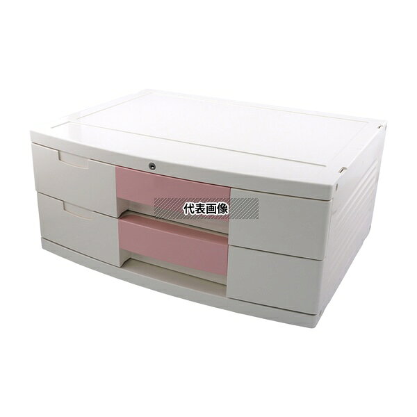 ナビス(アズワン) 304H トレイBOX(鍵付) A3用ピンク 470×360×205mm