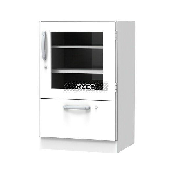 ナビス(アズワン) SL-SL 材料キャビネット(ロータイプ・棚板+引出) 664×550×1050mm 片開きガラス扉 [配送制限商品]