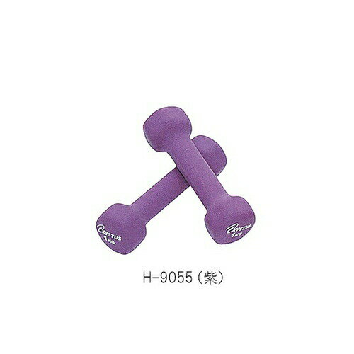 アズワン(AS ONE) ラバーコートダンベル 1kg H-9055(紫) 1組(2本入り)