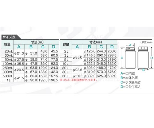 アズワン(AS ONE) 標準規格瓶 丸型広口(ナチュラル) 250ml 1本