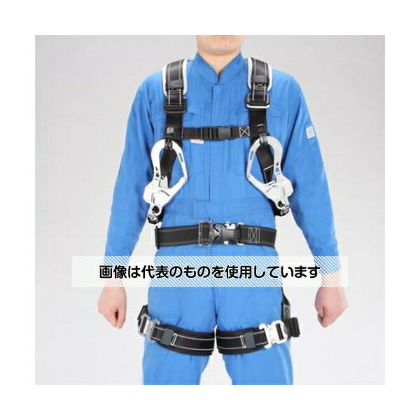 【アズワン AS ONE】看護、介護用品 救急 防災・防犯用品 商品の仕様 ●仕様：小型巻取りロック装置付きランヤード×2本、ツインランヤード ●サイズ：フリー ●サイズ(mm)：肩ベルト／幅45、胸ベルト／幅30、腿ベルト／幅45 ●ストラップサイズ：17×1,500mm ●バックル：ワンタッチ式 ●適応身長：160〜185cm ●重量：ハーネス／1,590g、ランヤード／880g×2本 ●耐荷重：100kg ●最大自由落下距離：2.1m ●落下距離：3.1m〜4.1m ●胴ベルト：ワンタッチバックル、ベルト幅／50mm、最大調節可能寸法／1,250mm ●材質：ハーネス肩・腿ベルト／ナイロン(反射テープ入り)、ハーネス胴ベルト／ナイロン(帯電防止糸入り)、ランヤードストラップ／アラミド繊維、フック／鉄(フック部)、アルミ合金(手持ち部分)、肩・太腿パッド／ウレタンスポンジ ●太腿取付：水平型 アルミ合金製ワンタッチバックル ●カラー：黒 ●巻取停止装置：無 ●JIS T8165規格品 ●第一種ショックアブソーバ付 ●両肩パッドが背中部分で接続され装着しやすい形状 ●軽量穴あきフックを使用 ●反射テープ織り込み(ステッチ入り)ベルト使用 ●ロック装置付きツインランヤード ●肩パッドと太腿パッドで墜落時の負担を軽減、肩パッド、腿パッドは取り外し可能 ●巻取式 【※ご注意ください】商品は代表の画像を使用しています。