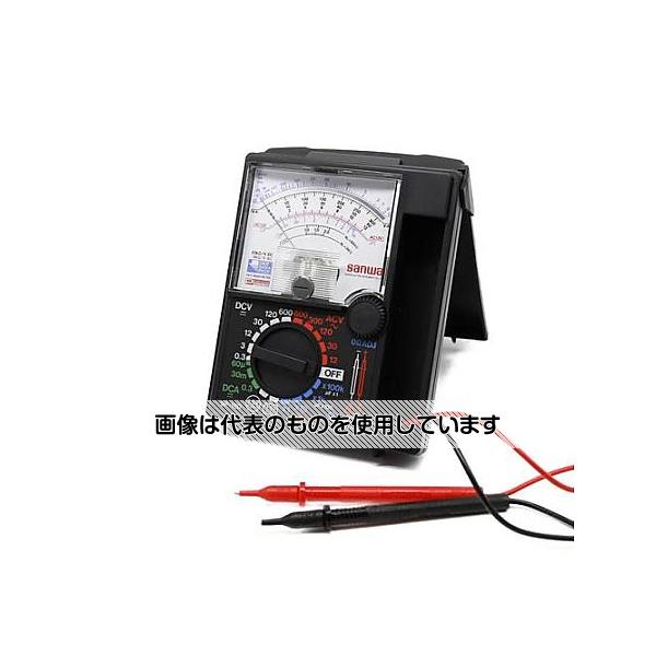 【アズワン AS ONE】実験室設備 工具類 工具、道具 ●※付属電池はテスト電池ですので新しい電池をご購入下さい。 商品の仕様 ●メーカー：三和電気計器(sanwa) ●型番：SP18D ●直流電圧：0.3/3/12/30/120/600V ●交流電圧：12/30/120/300/600V ●抵抗：2k/20k/2M/200MΩ ●直流電流：60μ/30m/0.3A ●電源：単3電池2本(付属) ●サイズ：129(W)×41.5(D)×160(H)mm ●重量：320g ●付属品：ハンドストラップ、予備ヒューズ(F0301)、取扱説明書、ケース付、ピンキャップ付 ●耐衝撃メータ ●持ち運びや収納に便利なケース一体型 ●200MΩまでの抵抗を低電圧(3V)で測定可能 ●0.01μF〜1000μFまでのコンデンサ容量測定 ●抵抗測定は3Vの端子電圧でLEDのチェックが可能 ●スタンド兼用のパネル面保護カバー付 【※ご注意ください】商品は代表の画像を使用しています。