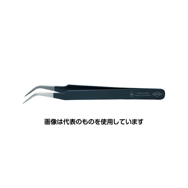 【アズワン AS ONE】実験室設備 工具類 工具、道具 ●材質は非磁性のステンレス。 ●ESDコーティング：表面抵抗約100000オームのつや消し黒仕上げ。 ●先端部はつや消し仕上げ。 ●部品をつかみやすい先端部。 ●鎌型に曲がった先端。 ●つかみ面はフラットで、部品に傷をつけません。 商品の仕様 ●質量(g)：17 ●メーカー型番：9238-75ESD 【※ご注意ください】商品は代表の画像を使用しています。