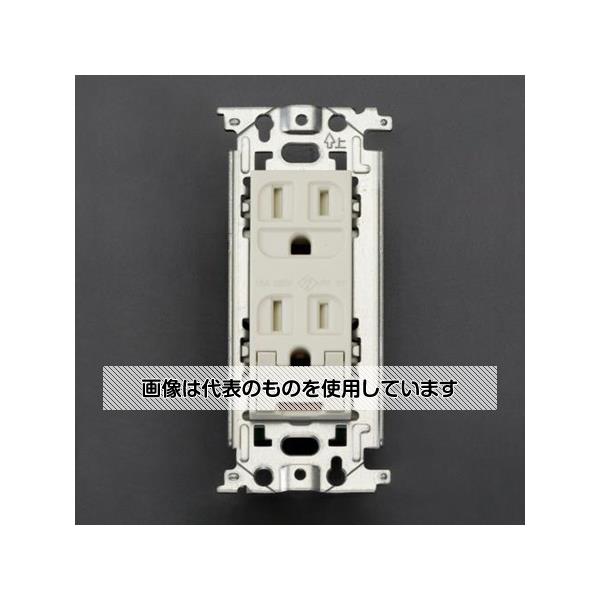 エスコ 125V/15A 埋込コンセント(2口/接地・アース・扉付) EA940CE-125 入数：1個
