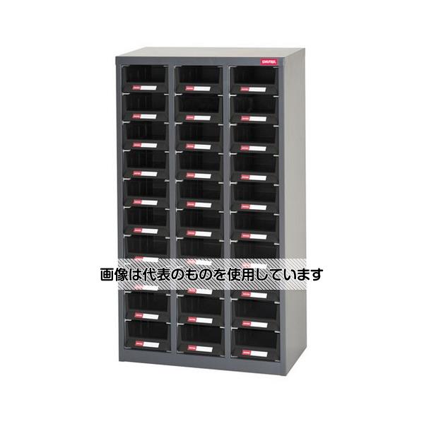 【アズワン AS ONE】実験室設備 工具類 工具、道具 ●引き出しは、ストッパーがついている為、引き出しても抜けません。 ●ESD仕様／ESDとは静電気を放電するという意味です。静電気がパーツキャビネットやケースに留まらないようカーボンをプラスチックに配合しています。 商品の仕様 ●サイズ(W×D×H)：533×265×937mm ●引出し：3列10段(引出し数／30個) ●引出しサイズ(W×D×H)：外寸／150×248×83mm 内寸／145×243×78mm ●引出し耐荷重：10kg ●重量：25.75Kg ●材質：本体／スチール 引出し／導電性PP(ポリプロピレン) ●引出しはESD(帯電防止)仕様のため、電子部品の保管に最適 ●仕切り板30枚付き 【※ご注意ください】商品は代表の画像を使用しています。