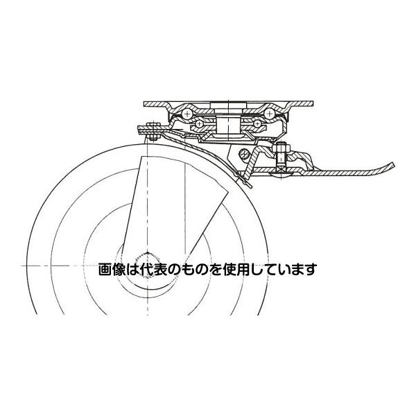 エスコ 200mm キャスター(自在金具・前輪ブレーキ付) EA986JC-200 入数：1個