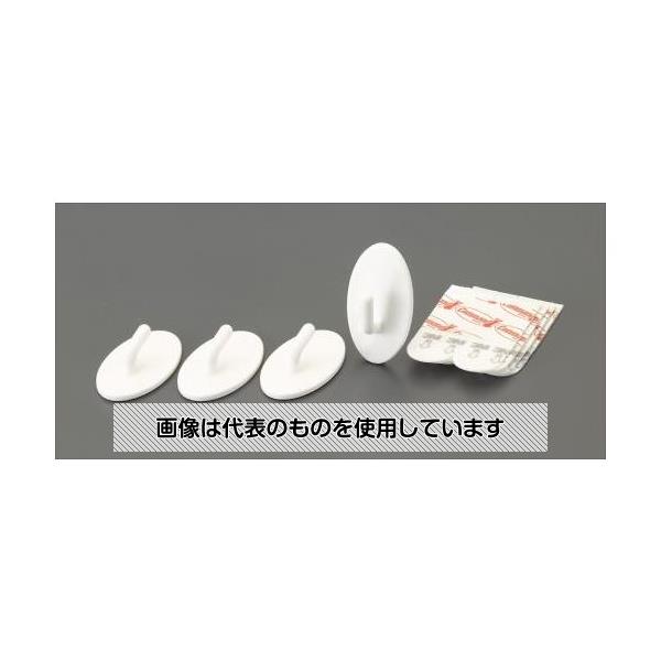 エスコ 39x22mm 小物用フック(粘着付/アイボリー/4個) EA638LM-6 入数：1袋(4個入)