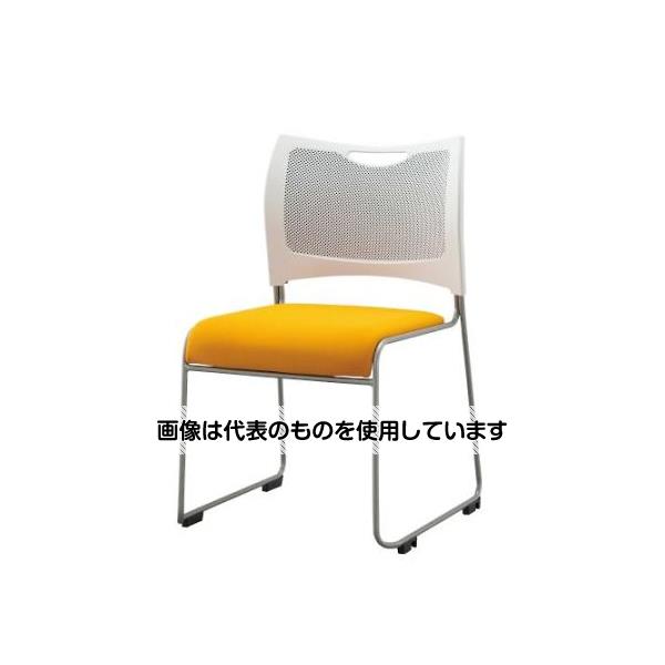 エスコ スタッキングチェアー(ホワイト/オレンジ) EA956XF-31 入数：1個