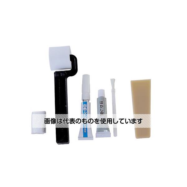 【アズワン AS ONE】実験室設備 工具類 工具、道具 ●クロス・壁紙のはがれ2秒で強力瞬間接着 ●テカらず・ツヤ消し ●シミになりにくい ●白色でスキマも目立たず ●ソリ返りの強いはがれを仮止めせずに2秒で瞬間接着できます。 ●丸まって固くなっているクロスでも強力に接着します。 ●ツヤ消しの白色ゲル状瞬間接着剤なので、クロスはがれ特有の目透きも目立たなくなります。(乾燥後の色：白) ●はみ出してもシミや変色にもなりにくい。 ●ゲル状なので、垂れることがなく安心して作業できます。 ●ローラーとヘラを使用することで簡単に作業できます。 ●はみ出して除去したい場合でも、はがし剤が付属されているので安心です。 ●固くソッた壁紙に最適です。 ●クロス・壁紙がはがれているだけでなく、石膏(白い塊や粉のようなもの)が見えている場合は、 ●市販されている下地処理材などで下地を作ってから作業してください。 ●壁紙使用専用です。天井面には使用しないでください。 ●火気厳禁。引火性の液体なので、火気に注意してください。 ●クロス・壁紙を接着する用途以外には使用しないでください。 ●使用中、使用後は十分に換気してください。 ●目に入ったり皮膚にふれないように注意し、必要に応じて保護めがねなどの保護具(発熱反応しやすいので液がしみこみやすい軍手等は使用しない)を着用してください。 ●使用後は、手洗いうがいを十分に行ってください。 ●布・革・スポンジ類などしみ込みやすいものにつくと発熱するのでやけどに注意してください。 ●衣服につくと取り除けないので十分注意してください。 ●直射日光を避け、湿気の少ない冷暗所で保管してください。 ●ビニール袋等に入れて冷蔵庫で保管すると効果的です。 ●子供の手のとどかない場所で保管してください。 商品の仕様 ●セット内容：白色ゲル状瞬間接着剤?1、押さえローラー?1、はがし剤?1、はがし剤用ハケ?1、ヘラ?1、手袋?1 ●材質：白色ゲル状瞬間接着剤/シアノアクリレート(80％以上)、はがし剤/有機溶剤(90％以上)アセトン 【※ご注意ください】商品は代表の画像を使用しています。