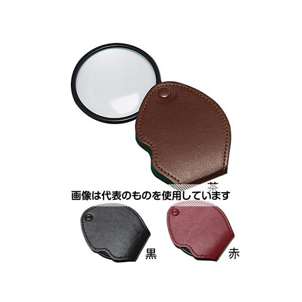 クリアー光学 携帯用ルーペ 合皮 拡大鏡 プラレンズ 2倍 小玉4倍 65mm 茶 L-451 入数:1個