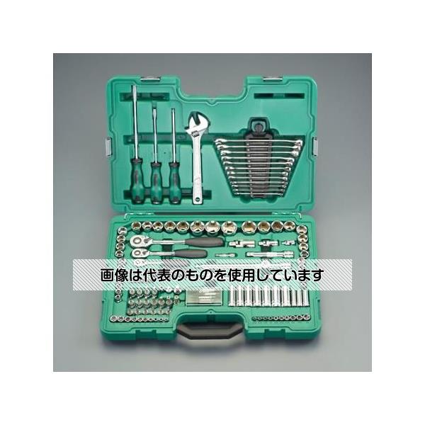 【アズワン AS ONE】実験室設備 工具類 工具、道具 商品の仕様 ●＜セット内容＞：124点 ●差込角：1/4"・3/8"・1/2" ●ミリソケット(6角)：(1/4")／4・5・6・7・8・9・10・11・12・13mm(3/8")／9・10・11・12・13・14・15・16・17・18・19mm(1/2")／20・21・22・24・27・30・32・34mm ●インチソケット(6角)：(1/4")／5/32"・3/16"・7/32"・1/4"・9/32"・5/16"・11/32"・3/8"・7/16"・1/2"(3/8")／3/8"・7/16"・1/2"・9/16"・5/8"・11/16"・3/4"・13/16"・7/8"(1/2")／5/16"・1"・1-1/16"・1-1/4" ●ディープソケット(6角)：(1/4")／8・10・12mm(3/8")／13・14・15・16・17・18・19mm ●ビットソケット(3/8")：(+)／#1・#2、(-)／5.5・6.5mm TORX／T20・T30・T40 ポジドライブ／#1、#2 TORX(イジリ止付)／T45・T50・T55・T60 Hex／3・4・5・6mm ●ビットアダプター：六角対辺1/4" ●TORXビット(イジリ止付)：T10・T15・T20・T25・T27・T30・T40(1/4") ●片目片口スパナ(12角)：8・9・10・11・12・13・14・17・18・19mm ●ラチェットハンドル：1/4"・3/8"・1/2" ●ドライバーハンドル：150mm(1/4") ●エクステンションバー：50mm(1/4")、75・150mm(3/8")、125・250mm(1/2") ●ユニバーサルジョイント：1/4"・3/8"・1/2" ●スクリュードライバー：(-)6x150mm・8x200mm、(+)#2x150mm ●アジャスタブルレンチ：10" ●ソケットアダプター：凹1/2"×凸3/8"・凹3/8"×凸1/4" ●コンビネーションレンチ：15・16mm ●エキストラクターセット：φ3.3・5.3・6.4・8.8・11.2mm ●アダプター：3WAY(凹1/2"×凸3/8"・凹3/8"×凸1/2") ●ケースサイズ：570×390×100mm 【※ご注意ください】商品は代表の画像を使用しています。