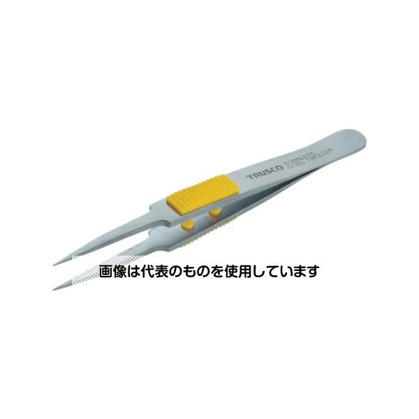 【アズワン AS ONE】実験室設備 工具類 工具、道具 ●ピンセット先端に力が入り、物をしっかりつかむことのできるラバーグリップ付で、指先の滑りも防止します。 ●長時間使っても疲れにくいピンセットです。 ●先端が強い、高強度仕様です。 ●安全保護キャップ付です。 ●細かいパーツの組み立てや精密作業に最適。 商品の仕様 ●全長(mm)：115 ●幅(mm)：10 ●先端：極細鋭型 ●ラバーグリップカラー：黄 ●材質／仕上：ステンレス(SUS410)(熱処理品) ●注意：ESD対策仕様品ではありません。 ●原産国：日本 ●コード番号：299-7410 【※ご注意ください】商品は代表の画像を使用しています。