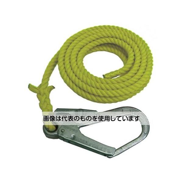 【アズワン AS ONE】実験室設備 工具類 工具、道具 ●クレーン作業時の吊り荷の安全誘導に。 ●大口径(50mm)フック付で鉄筋やパイプに直接掛けられるので作業性抜群です。 ●ポリエステルスパンロープ使用で屋外使用時、水に濡れてもロープがかたくなりにくく、扱いやすいです。 ●吊り荷の誘導用介錯ロープです、他の用途には使用しないでください。フックが変形したり、ロープにキズがある場合は使用しないでください。 商品の仕様 ●サイズ：φ12mm×8m ●引張強度：約12.2kN(ロープ) ●カラー：黄 ●材質：ロープ／ポリエステルスパン フック／スチール ●フック開口幅：50mm ●フック線径：約7.5mm ●重量(g)：1350 【※ご注意ください】商品は代表の画像を使用しています。