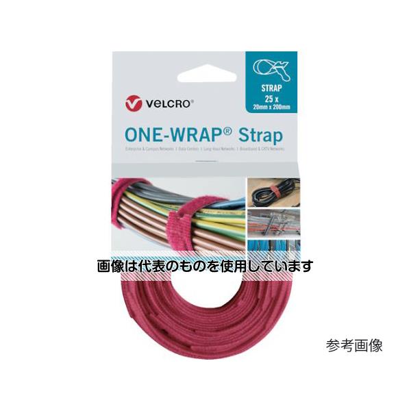Velcro ONE-WRAP ストラップ 幅25mm×長さ300mm 赤(25本1巻き) VEL-OW64805 入数：1巻(25本入)