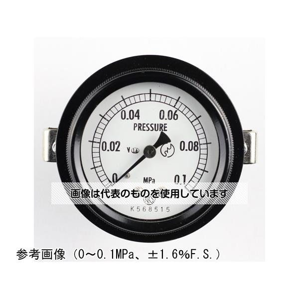 【アズワン AS ONE】実験室設備 工具類 工具、道具 ●ブルドン管の弾性変形(動き)を指針に伝える構造の圧力計で、構造が簡単なためお取扱いが容易です。また広い圧力範囲の測定が行え、幅広い分野で使用されています。 ●密閉ケースの採用により、雨露等の条件下でも使用できます。(JIS C 0920 IP43相当) 商品の仕様 ●大きさ(mm)：Φ60 ●形状(取付)：埋込形D枠(取付金具) ●接続：G1/4B ●材質：黄銅 ●性能：耐振用 ●圧力レンジ：MPa_0〜10 ●精度：±1.6％F.S. ●処理：ナシ ●区分：JIS 【※ご注意ください】商品は代表の画像を使用しています。