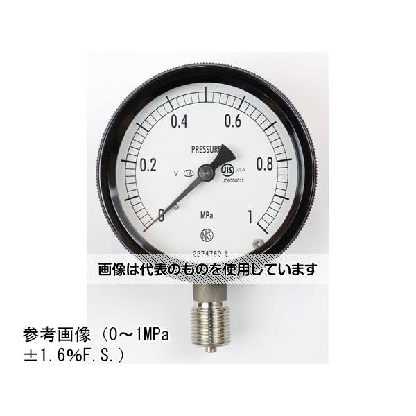 【アズワン AS ONE】実験室設備 工具類 工具、道具 ●ブルドン管の弾性変形(動き)を指針に伝える構造の圧力計で、構造が簡単なためお取扱いが容易です。また広い圧力範囲の測定が行え、幅広い分野で使用されています。 ●密閉ケースの採用により、雨露等の条件下でも使用できます。(JIS C 0920 IP43相当) 商品の仕様 ●大きさ(mm)：Φ75 ●形状(取付)：立形A枠 ●接続：G3/8B ●材質：SUS ●性能：耐振用 ●圧力レンジ：MPa_0〜1 ●精度：±1.6％F.S. ●処理：ナシ ●区分：JIS 【※ご注意ください】商品は代表の画像を使用しています。