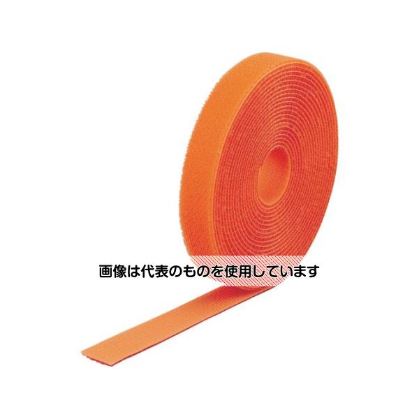 【アズワン AS ONE】実験室設備 工具類 工具、道具 ●片面にフック・片面にループの付いた両面タイプのマジックテープ?です。 ●必要に応じた長さでカットでき結束用途に利用できます。 ●耐久性に優れており数年間の屋外使用も可能です。 ●蛍光色は「JIS T 8127」高視性安全服規格と「FWVS302」の難燃性規定を備えています。 ●コード・ホース・資材などの簡易仮止め。 商品の仕様 ●色：オレンジ ●幅(mm)：40 ●長さ(m)：25 ●厚さ(mm)：4 ●両面タイプ ●引張せん断強度：4.9N/cm2 ●材質／仕上：フック面：ポリエステル、ループ面：ポリエステル ●注意：80℃以上の高温・日光に長時間当てたままの状態で放置しないでください。 ●途中継ぎ目が入ることがあります。ご了承ください。(使用上問題ありません) ●原産国：日本 ●コード番号：408-9944 ●JANコード：4989999176322 【※ご注意ください】商品は代表の画像を使用しています。