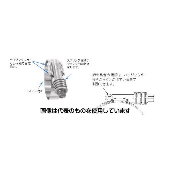 【アズワン AS ONE】実験室設備 工具類 工具、道具 ●温度変化によるバンドの膨張、収縮の影響を受けず、締め付けトルクが安定します。 ●クランプの締め直しができない所、クランプが取り付けにくい所、トルクの高い所、クランプ直径の大きいもの、温度差の大きい所など、バス、トラック、頑丈な設備のエアーインテークや冷却水接続部におすすめします。 商品の仕様 ●バンド幅：16mm ●適合直径：57〜79mm ●材質：バンド／ステンレス(SUS304)、スクリュー／カーボンスチール ●六角ねじ：3/8” ●バンド厚：0.7mm ●トルク範囲：5.7〜14Nm(58〜144kg/cm) ●重量：98g 【※ご注意ください】商品は代表の画像を使用しています。