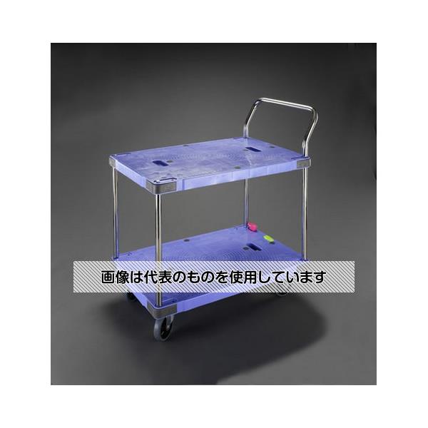 【アズワン AS ONE】実験室設備 工具類 工具、道具 ●ボタンを踏むだけでブレーキがかかります。 商品の仕様 ●※注意※：【お客様組立品】 ●微音キャスター ●2段式片袖 ●積載均等耐荷重：300kg ●荷台サイズ：900×600mm ●床高さ：上：750mm、下：203mm ●押手高さ：991mm ●車輪径：125mm(グレーゴム車) ●車輪：自在×2、固定×2 ●重量：23.5kg ●荷台材質：ポリプロピレン 【※ご注意ください】商品は代表の画像を使用しています。