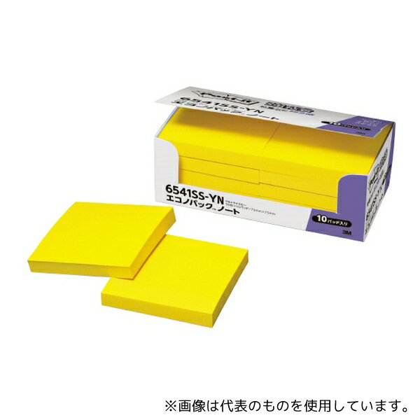 スリーエム 6541SS-YN ポスト・イット エコノパック 強粘着ノート ビビットイエロー 90枚×10パッド入