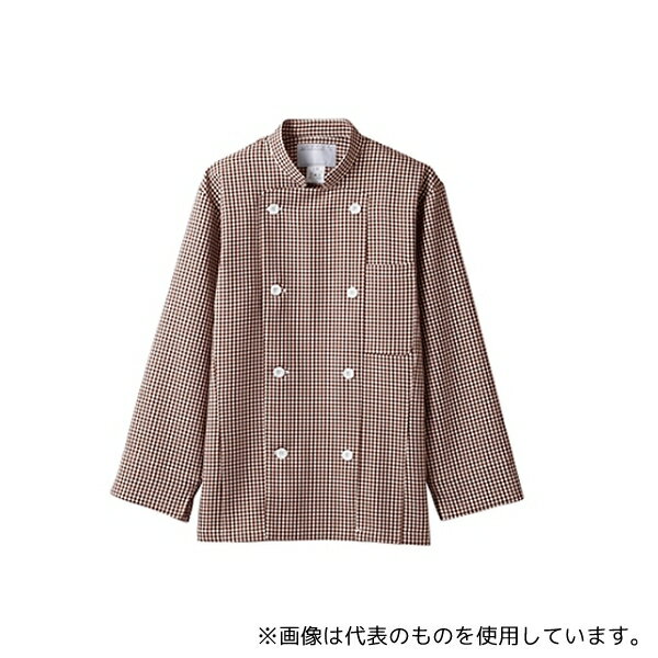 住商モンブラン 6-493 M コックコート 男女兼用 長袖 茶チェック
