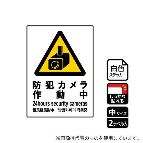 KALBAS KFK3040 強粘ステッカー 防犯カメラ作動中 2ラベル入
