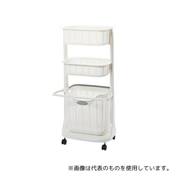 サンコープラスチック ランドリーバスケット バスマット干し付き 3段 洗濯かご