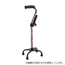 フジホーム WB3801 4点杖 補助グリップ付 花柄赤