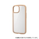 エレコム PM-A23ATSLFCBE iPhone 15用ハイブリッドケース TOUGH SLIM LITE フレームカラー 背面クリア ストラップシート付属 カフェオレ(4)