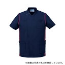 KAZEN 974-48 メンズスクラブ(前開き)ネイビー×ワイン L