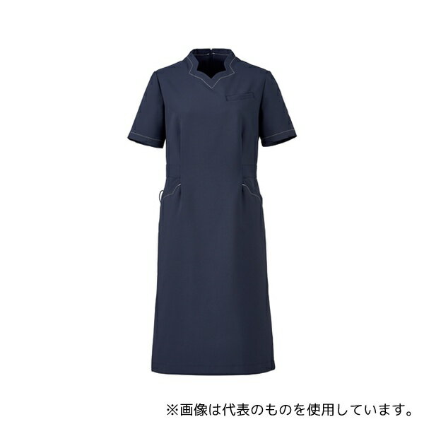 KAZEN YW113-8 ワンピース半袖 ネイビー 9号