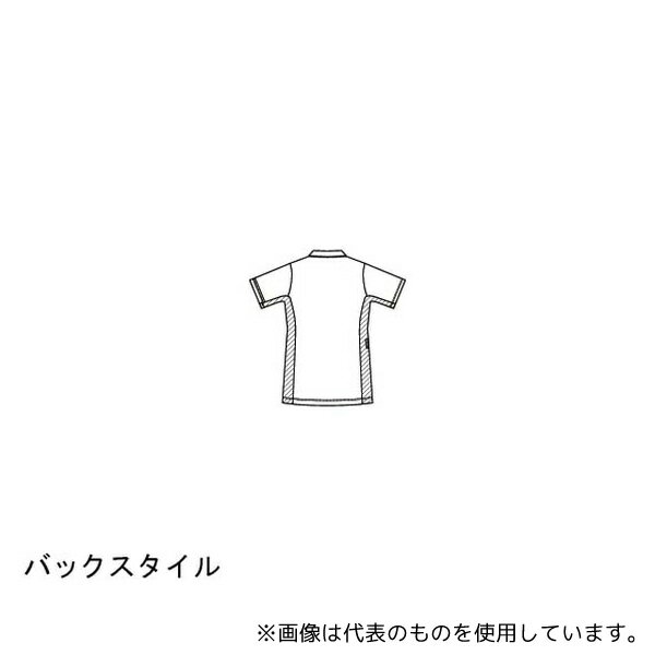 KAZEN 996-12 レディススクラブ半袖衿付 ホワイト×ネイビー×ターコイズ 4L 2