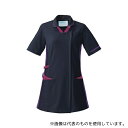 KAZEN 996-47 レディススクラブ半袖衿付 ネイビー×プラム×バイオ L
