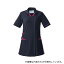 KAZEN 996-47 レディススクラブ半袖衿付 ネイビー×プラム×バイオ L