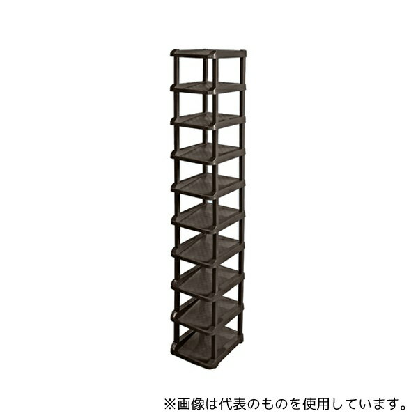 和泉化成 シューズラック 10段 省スペース 棚 玄関収納 大容量 スリム ダークブラウン