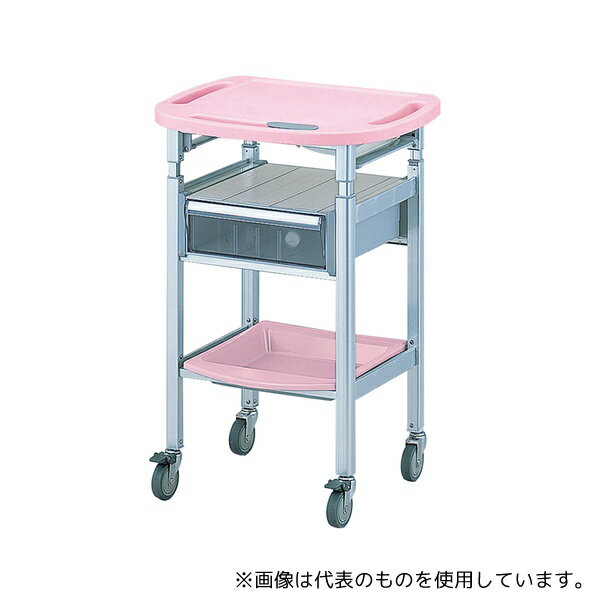 アズワン AO-SH-P パソコン処置カート 昇降式(引出し付き) ピンク