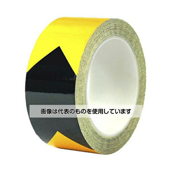 セーフラン安全用品 再帰反射ラインテープ 黄/黒 V字柄 50mm×22m 厚0.16mm 剥離紙有 14349 入数：1巻