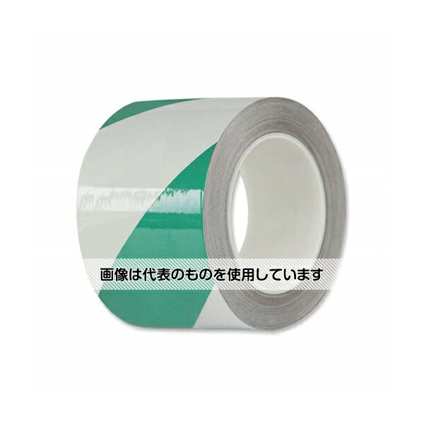 セーフラン安全用品 再帰反射ラインテープ 緑/白 100mm×22m 厚0.16mm 剥離紙有 14348 入数：1巻