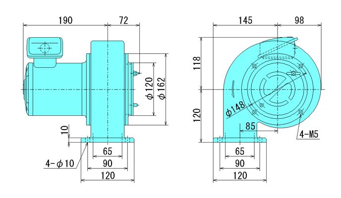 西村電機　KF-100　三相200V　フランジブロワー　(50/60Hz選択)　[配送制限商品]