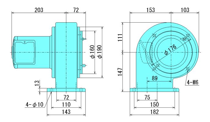 西村電機　KF-200　三相200V　フランジブロワー　(50/60Hz選択)　[配送制限商品]