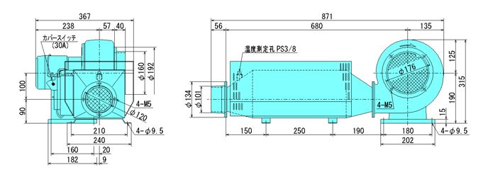 西村電機　PU-400　三相200V　電熱排風機　(50/60Hz選択)　[配送制限商品]
