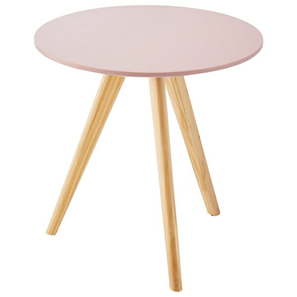 東谷 ラウンドサイドテーブルピンクテーブル サイドテーブル ナイトテーブル ディスプレイ台 木製 天然木 パイン くすみカラー 三本脚 おしゃれ TAP-008PK