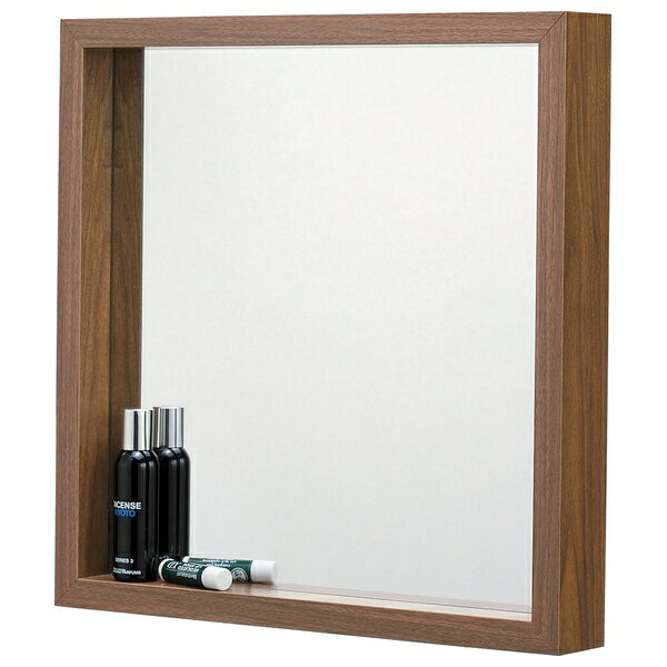 東谷 ミラーL 壁面収納 リビング ウォールとレーシンプル ブラウン MU-034WAL