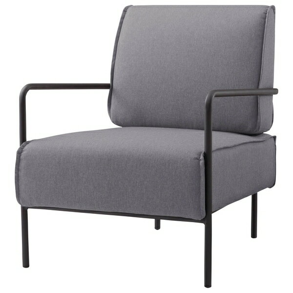 東谷 ラウンジチェア おしゃれ スチール 布地 ファブリック グレー 肘付き 肘掛け アームレスト クッシ..