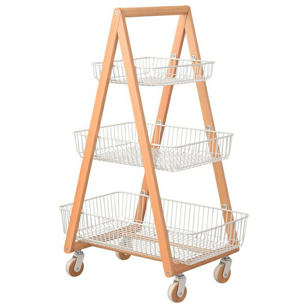 東谷 バスケットワゴン キッチンワゴン ガーデンプランター 観葉植物 天然木 北欧 シンプル キャスター..