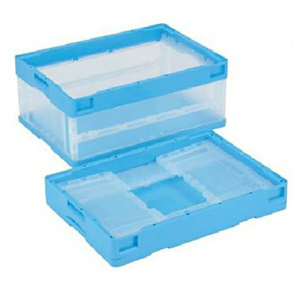 岐阜プラスチック工業 折りたたみコンテナー 蓋なし 30L 透明ブルー CB-S31NR BTM