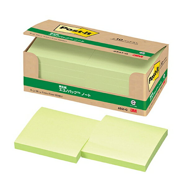 スリーエムジャパン ポストイット 再生紙エコノパック ノート グリーン 6541-G