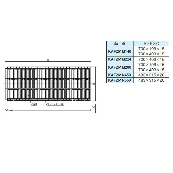 DAIKIN(ダイキン) 純正別売品 交換用ロングライフフィルター KAF261N450 オーケー器材[時間指定不可]