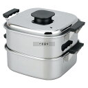 神子島製作所 モモ 18-0 プレス 角蒸器 2段 24cm 1段:約8合 蒸器 No.0472300