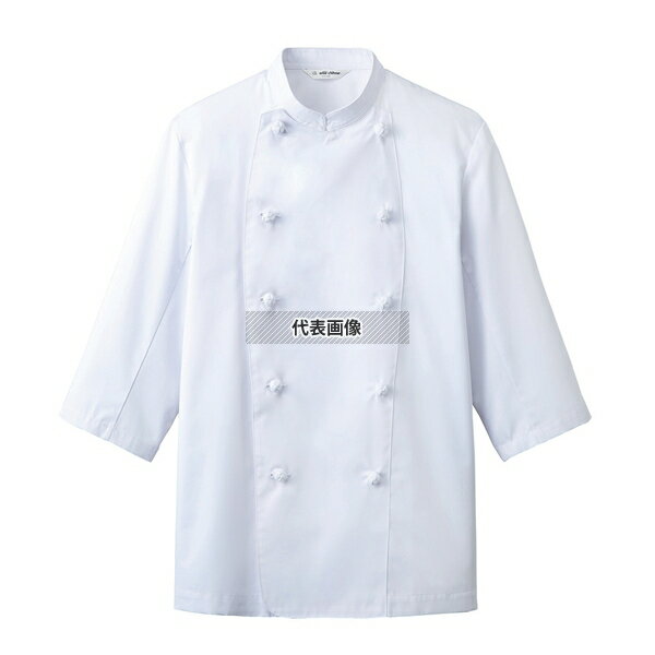 チトセ 男女兼用コックコート (七分袖) AS-7828 L 肩巾:46×胸囲:112×着丈:75×袖丈:44cm ユニフォーム No.1200930